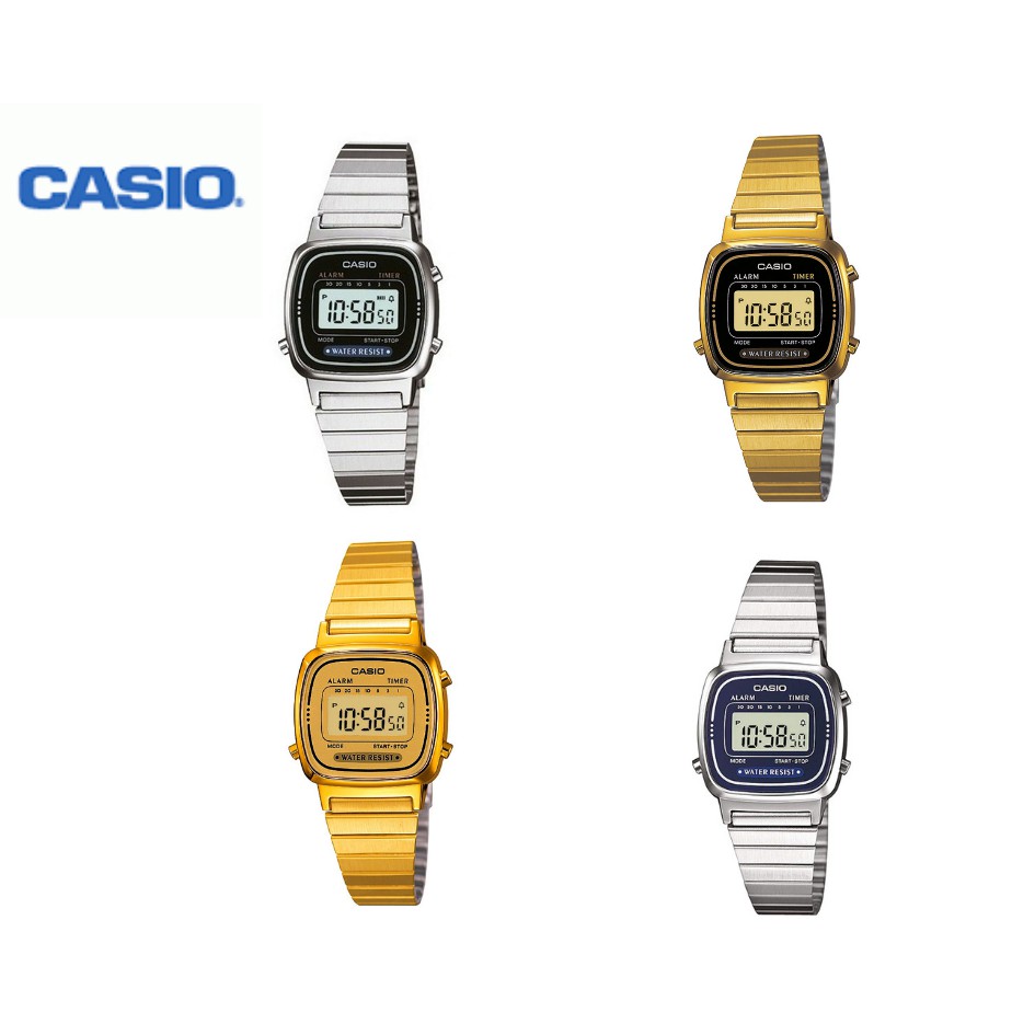 Đồng hồ điện tử nữ Casio LA670 dây kim loại