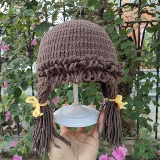 Nón len tóc búi có bím tóc giả cute cho bé yêu - Dương liễu handmade