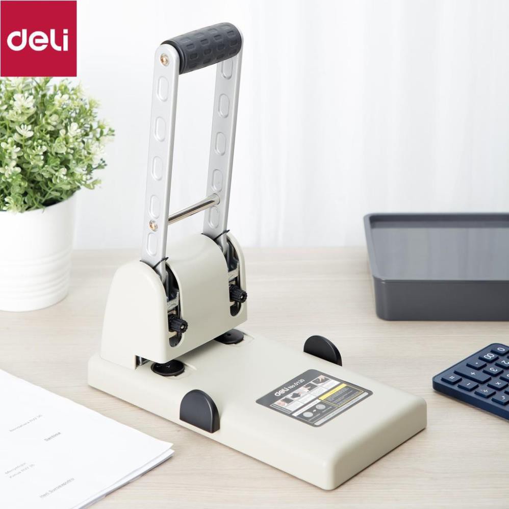 Máy đục lỗ đại 100 tờ Deli, Đen, ghi xám - 1 cái E0130 [Deli]