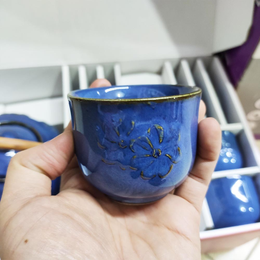 Blossom Tea Set_ Bộ ấm chén Trà Xanh Copal Họa Tiết Hoa Nổi Dong Hwa