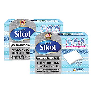 (COMBO 2 HỘP) Bông trang điểm [BÔNG TẨY TRANG UNICHARM] Silcot 82 miếng/hộp