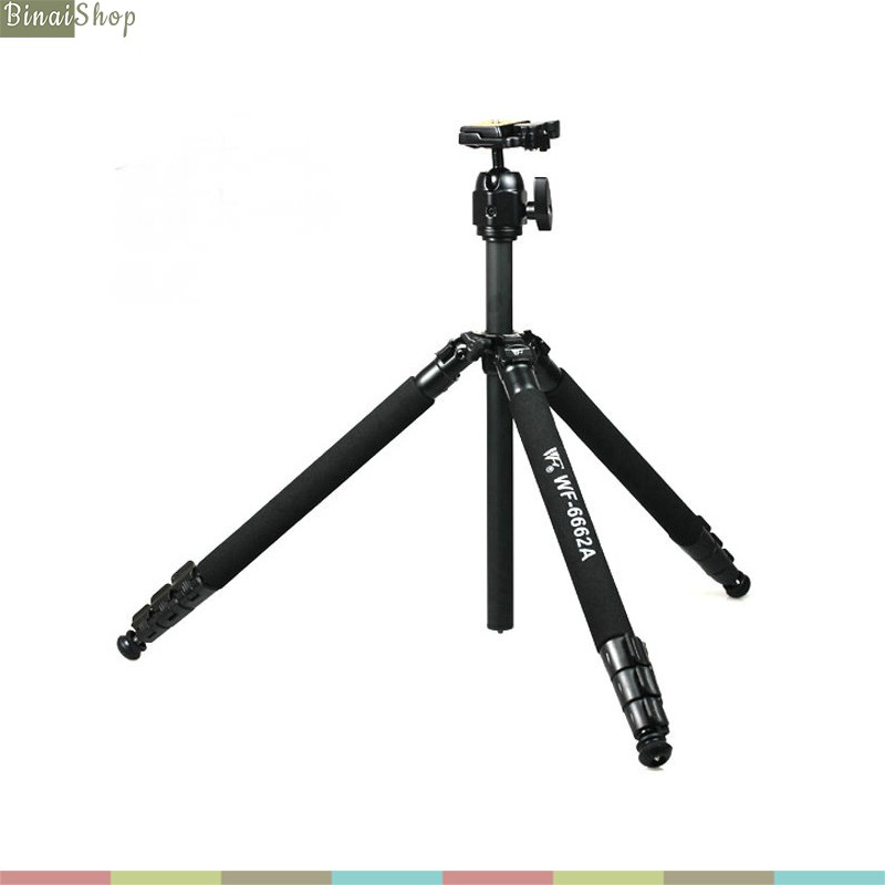 Weifeng WF-6662A - Tripod Máy Ảnh, Máy Quay, 3 Chân Chắc Chắn, 4 Nấc Chân Dễ Dàng Điều Chỉnh Độ Cao, Tải Trọn