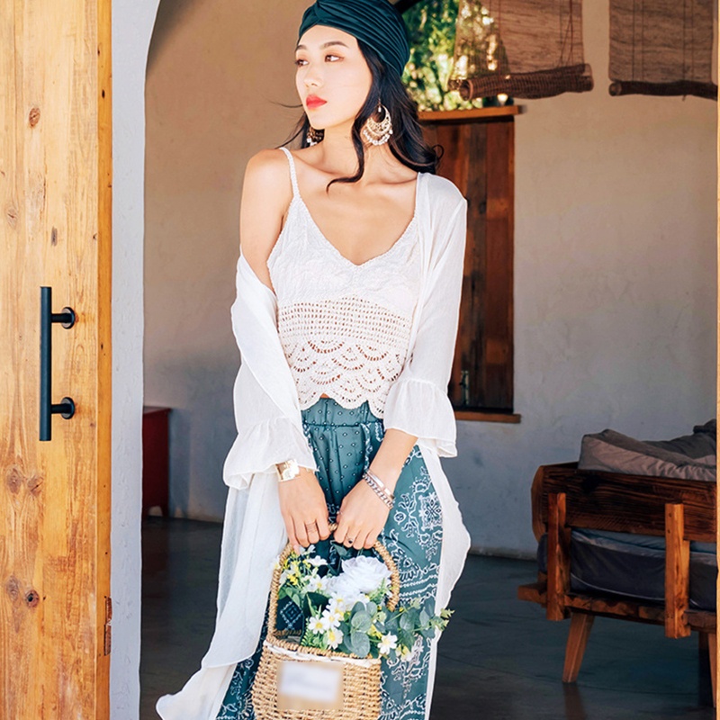 Áo Croptop Dệt Kim Cổ Chữ V Thêu Họa Tiết Hoa Thời Trang Cho Nữ