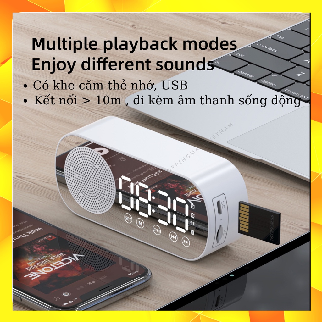 Loa bluetooth kết hợp đồng hồ đa chức năng DOGITEK Z7 có báo thức, phát nhạc, đài FM, cắm thẻ nhớ