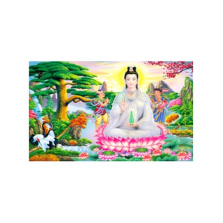 Tranh thêu chữ thập phật bà Quan Thế Âm Bồ Tát 3D LV3437 |99x55cm|- chưa thêu