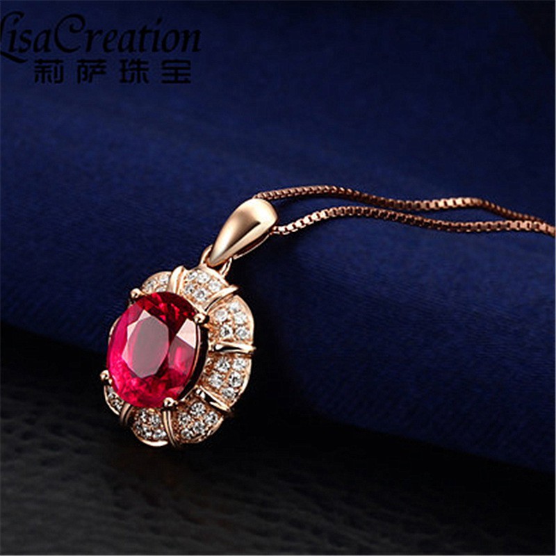 Dây Chuyền Mặt Hình Giọt Nước Đính Đá Ruby Ruby Phong Cách Hàn Quốc