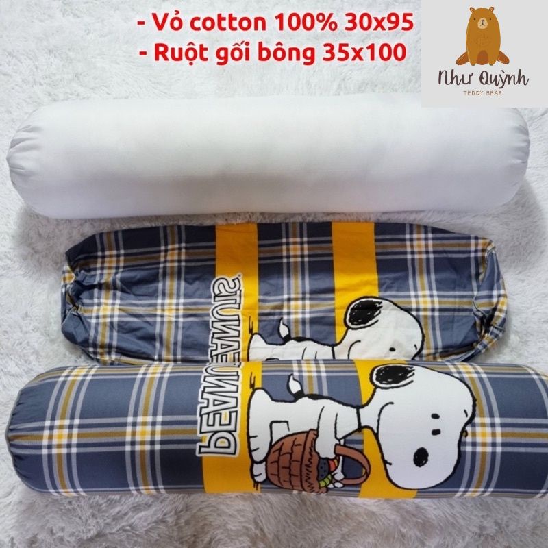 Vỏ gối ôm kéo khóa cotton 100% kích thước 30x95 cm, áo gối ôm nhiều màu cho bé và người lớn