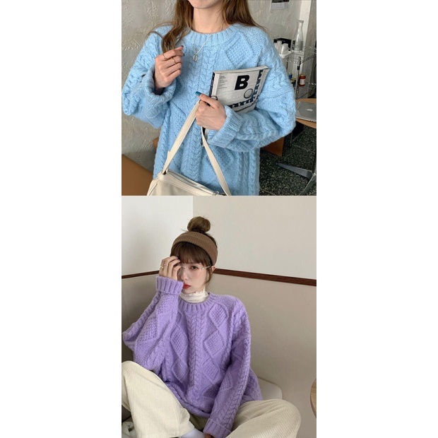 Áo len dáng rộng phong cách Hàn Quốc thời trang cho nữ