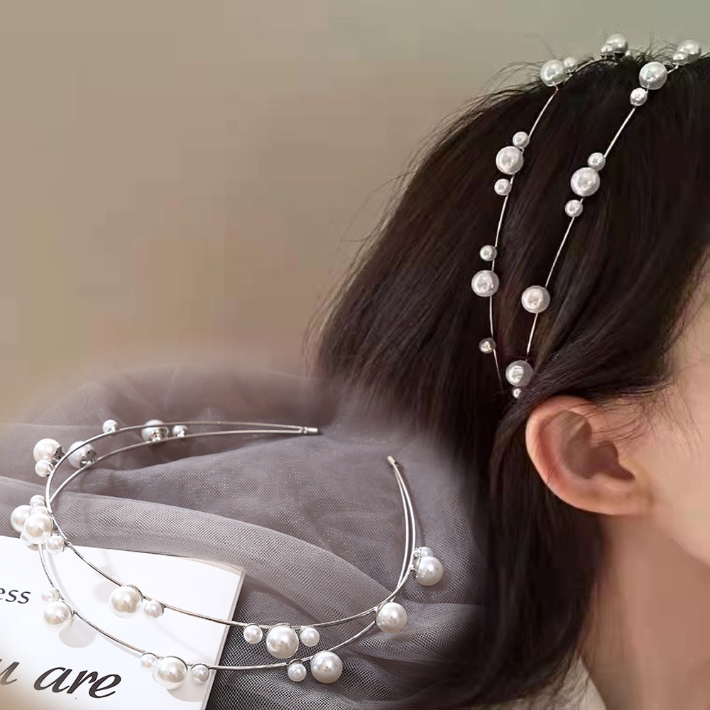 Băng Đô Cài Tóc Đính Hạt Ngọc Trai Đơn Giản Thời Trang Hàn Quốc Cho Cô Dâu