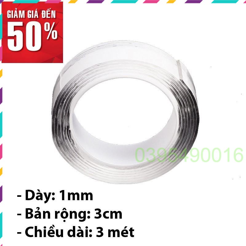 Băng keo 2 mặt đa năng siêu dính chắc bản 3m silicon trong suốt dán hai tường, Cố định ổ cắm điện...Dễ dàng làm sạch