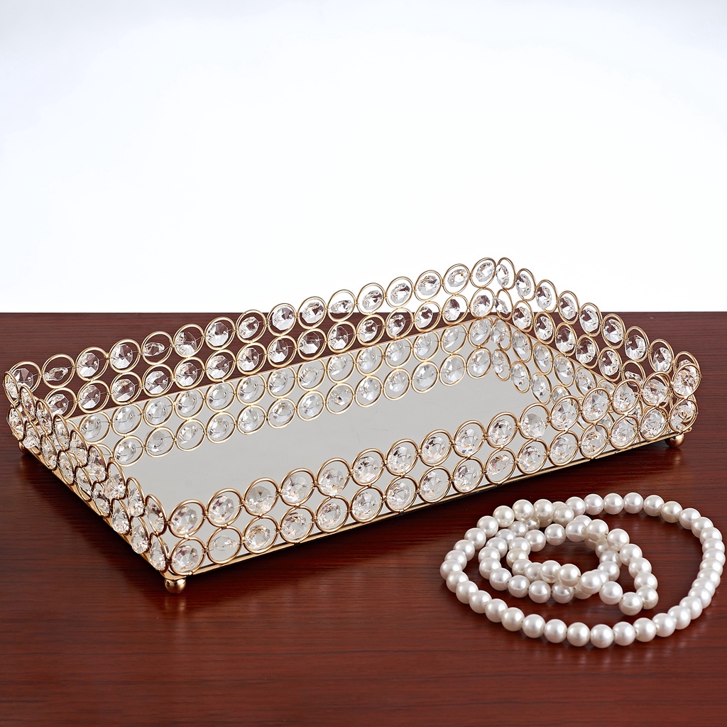 Khay Tráng Gương 3 Kích Cỡ - Khay Đựng Nước Hoa Trang Sức Mỹ Phẩm Trang Trí Nhà Cửa