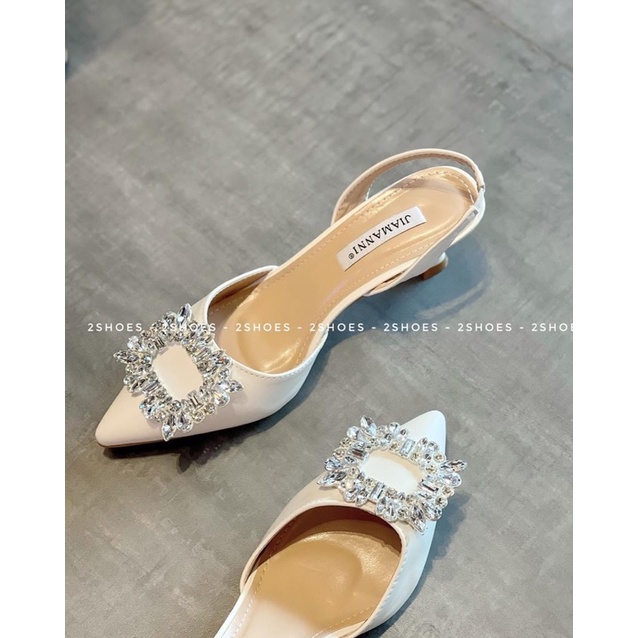 Giày cao gót mũi nhọn đính hoa đá 5p hàng cao cấp xuất khẩu