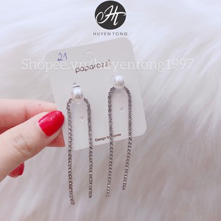 Khuyên Tai Nữ Dáng Dài Tiểu Thư Nạm Đá