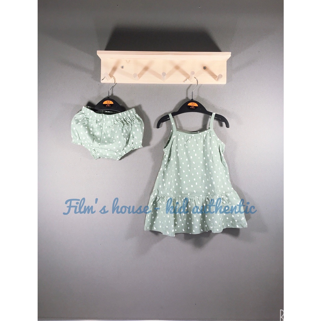 Set thun cotton gồm váy 2 dây xanh bi và quần, Hờ mờ UK săn SALE