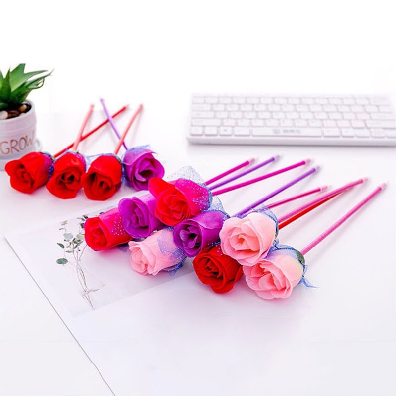 1 Bút Bi Hình Hoa Hồng Nhân Tạo Dễ Thương