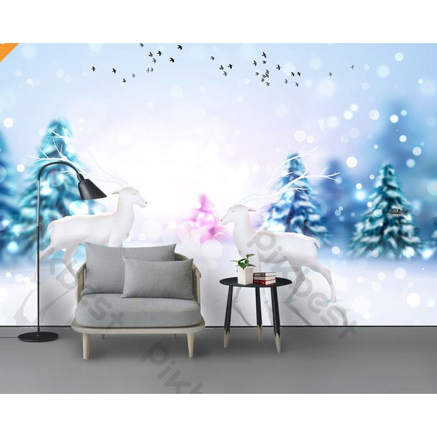 Rừng tuyết mát mẻ, tranh dán tường 3d hiện đại (tích hợp sẵn keo) MS682094