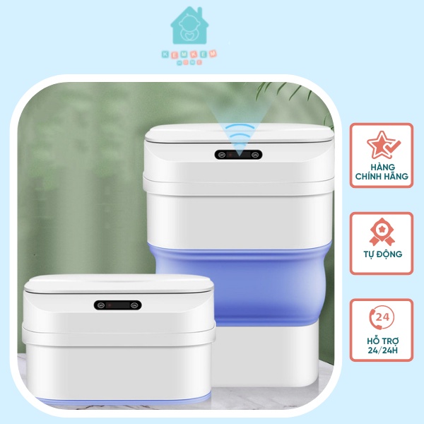 Thùng rác gấp gọn thông minh cảm ứng tự động đóng mở 0,3S, dung tích 17,5L
