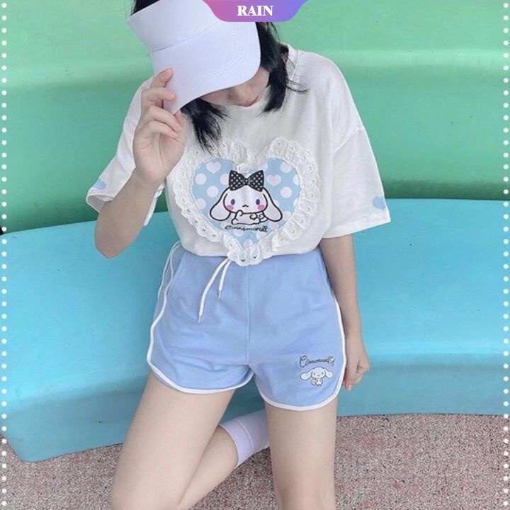 SANRIO Quần Short Thể Thao Ống Rộng In Hình Cinnamoroll My Melody Thời Trang Dành Cho Nữ Sinh