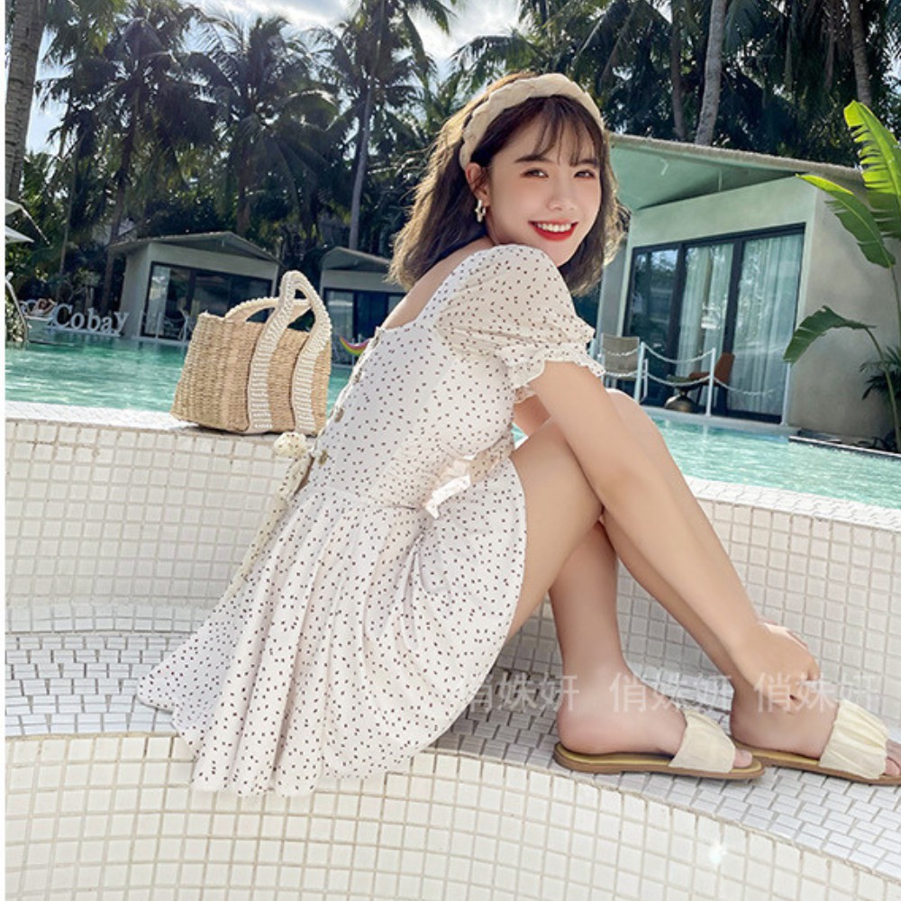 Đầm nữ , đầm nữ chấm bi dáng váy ngắn ôm body lưng dây đan phong cách sexy quyến rũ ATILA.SHOP | BigBuy360 - bigbuy360.vn