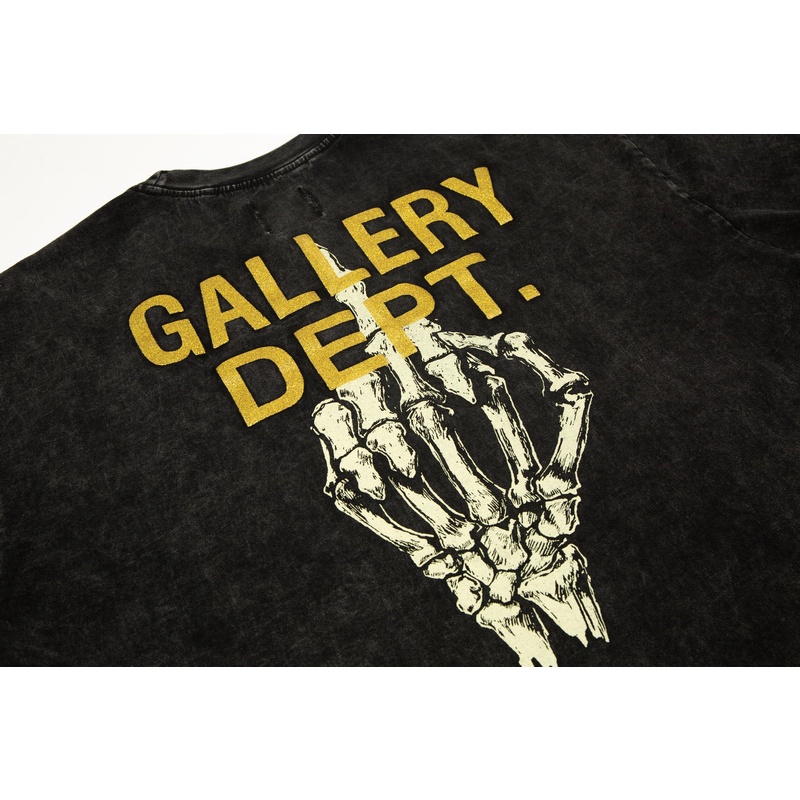 GALLERY DEPT Skull hand bone old washed printed round neck letter couple loose casual T-shirt