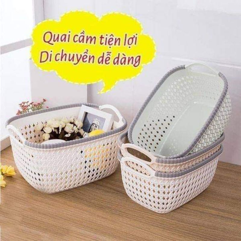 GIỎ NHỰA GIẢ MÂY ĐA NĂNG HÀNG VIỆT NHẬT