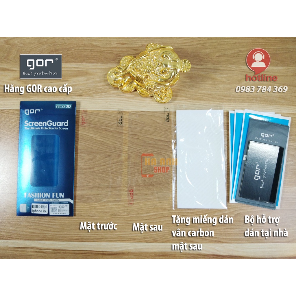Bộ 3 Miếng dán iPhone XR Full màn hãng GOR cao cấp(miếng dán dẻo film 3D 3 lớp)
