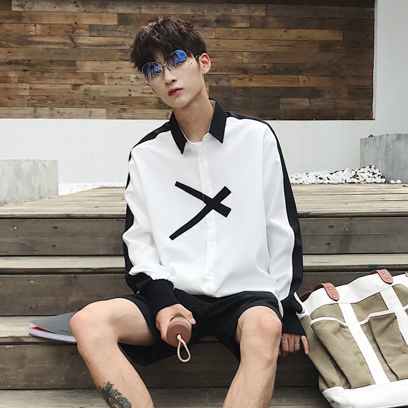 10.10 ✨ . | BÁN ĐỒ NGON | Sơ mi nam đen phối trắng hàng chuẩn đẹp độc lạ Chất Đẹp >_> . . . .