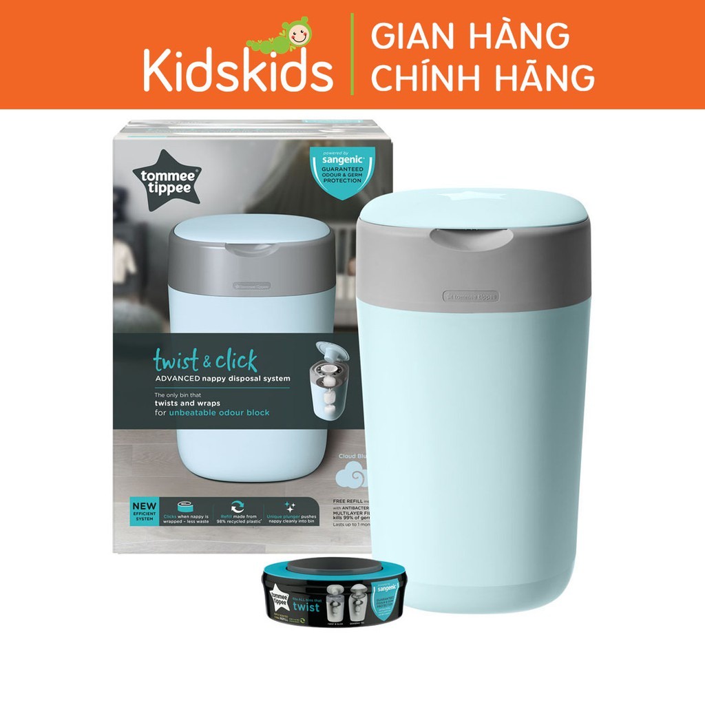 Thùng xử lý tã cho bé Tommee Tippee Twist & Click – Xanh Dương