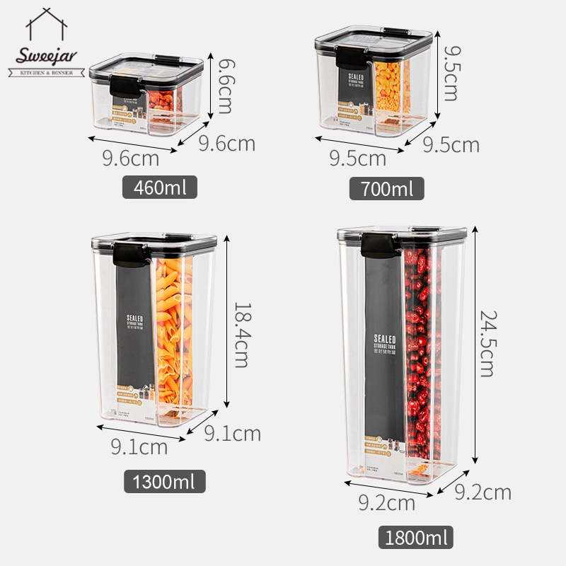SWEEJAR Hộp Nhựa Đựng Thực Phẩm Khô Nhiều Kích Thước Tùy ChọnCó Nắp Đậy Tiện Dụng