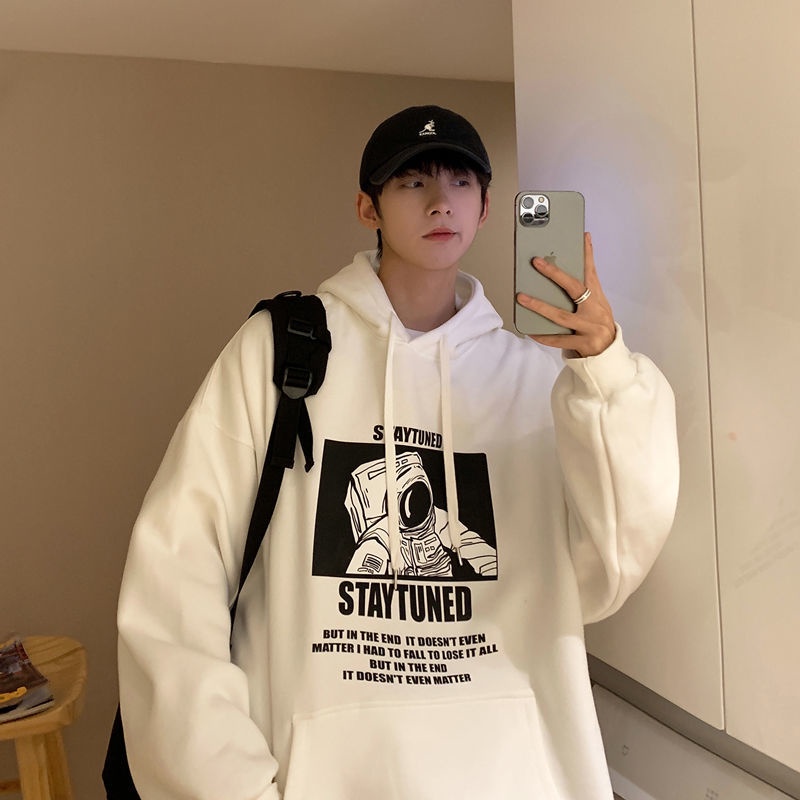 Áo khoác hoodie tay dài dáng rộng thời trang mùa thu cho nam giới