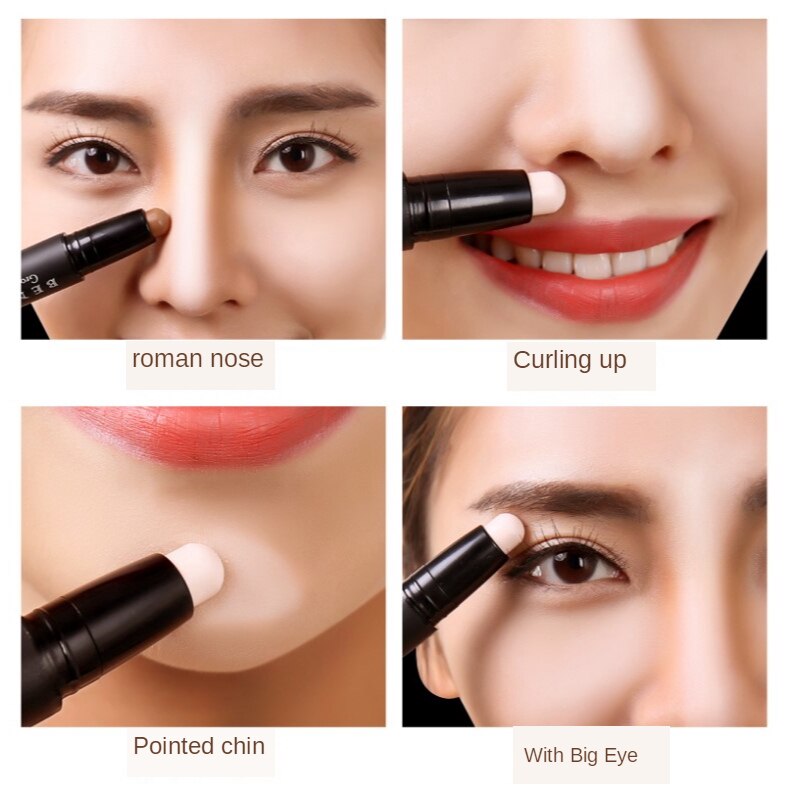 Bút tạo khối 3D hai đầu tạo mặt chữ che khuyết điểm trang điểm bắt sáng vùng mũi công dụng kép V làm đẹp tiện dụng | BigBuy360 - bigbuy360.vn