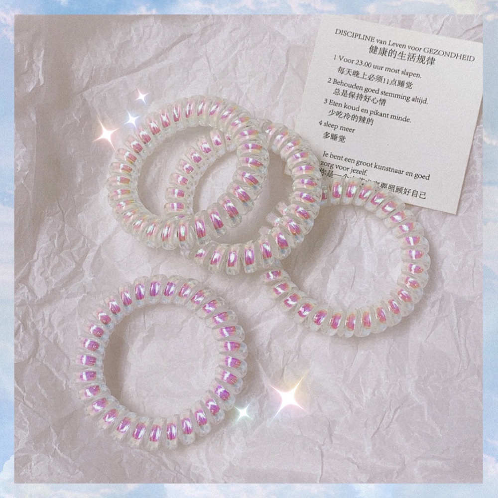 Dây cột tóc lò xo hologram, buộc tóc nữ đẹp trong suốt đơn giản dễ thương Minn Collection