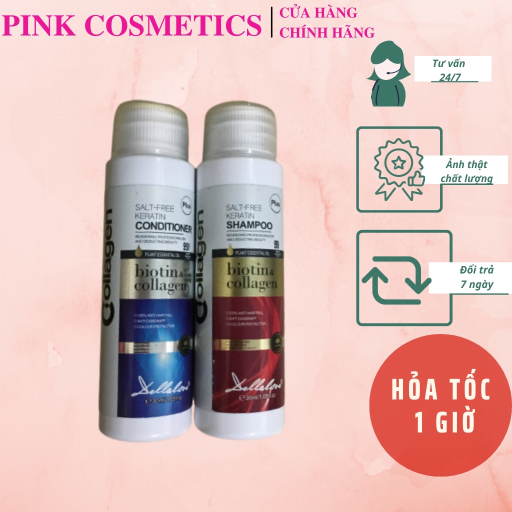 Cặp Dầu Gội Xả Biotin Collagen Plus 850ml  - Hàng Chính Hãng PINK COSMETIC