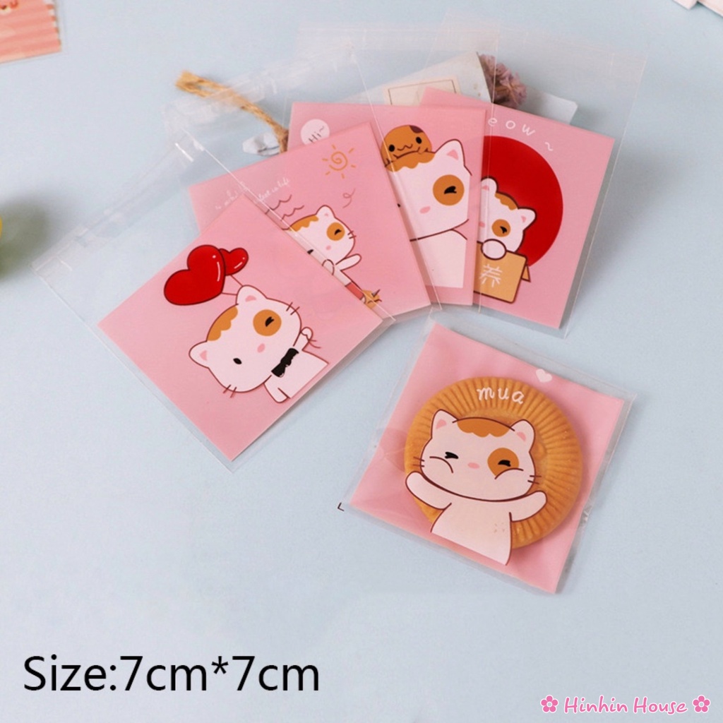 Túi Opp Dán Miệng Hoạ Tiết Bé Mèo Xinh Xắn Size 7*7+3cm - Túi Bóng Kính Size Nhỏ