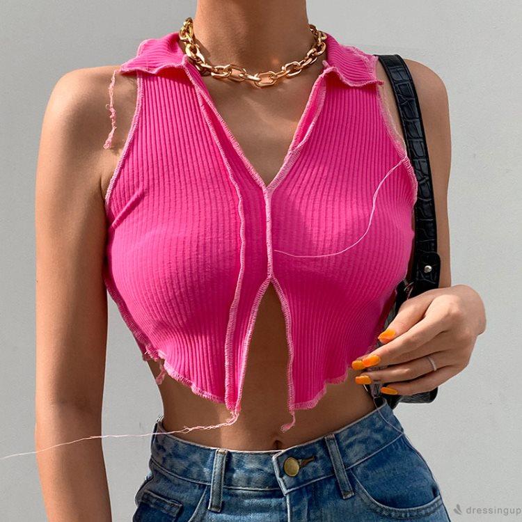 Áo Hai Dây Cổ Chữ V Màu Trơn Cá Tính Dành Cho Nữ | BigBuy360 - bigbuy360.vn