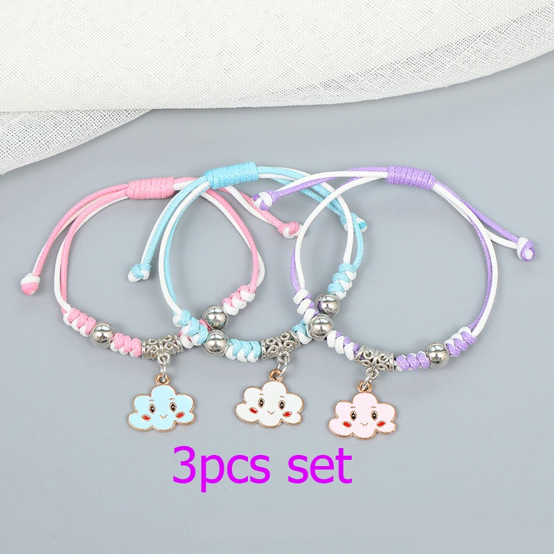Bộ 3 Vòng Tay Dây Bện Mặt Trăng Đám Mây May Mắn Dễ Thương Phong Cách Hàn Quốc Làm Quà Tặng Cho Bạn Thân / Bạn