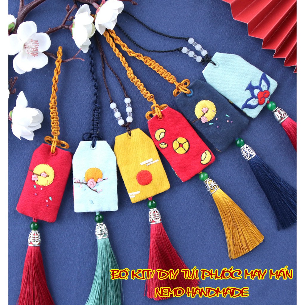 Bộ Kit/ Diy Tự Làm Túi Phước Omamori Nhiều Ý Nghĩa Nemo Handmade, Bộ Không Kèm Khung Thêu - BKOM17MKK