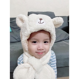 Mũ lông tai gấu cho bé