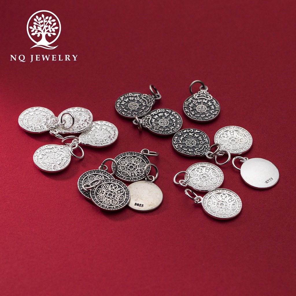 Charm bạc họa tiết bát bảo cát tường treo - NQ Jewelry