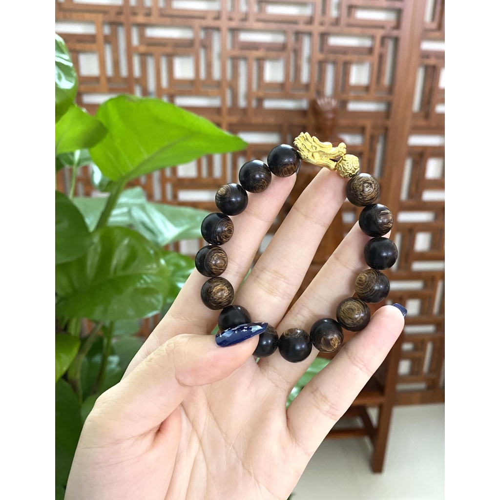 Vòng Trầm Hương Sánh Chìm mix Charm Bạc- vòng tay gỗ tự nhiên nam, nữ