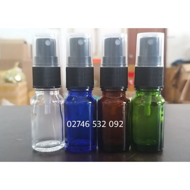 Chai Tinh Dầu 10ml Xịt Phun Sương Trắng Thân Nhiều Màu