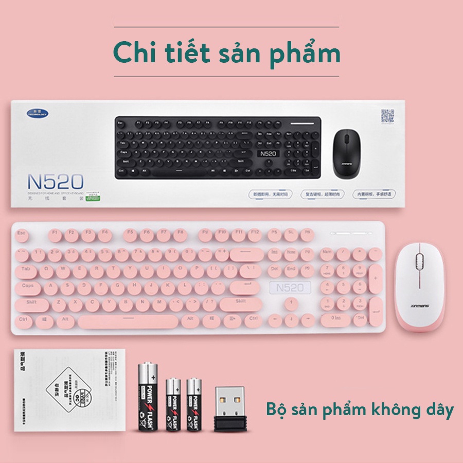 Bộ bàn phím và chuột không dây Coputa Bàn phím và chuột máy tính laptop N520