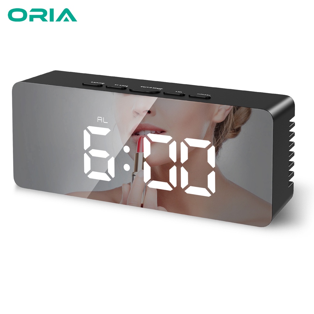 Đồng Hồ Báo Thức Kỹ Thuật Số Mặt Gương 12 / 24H 3 Chế Độ Báo Thức USB / Pin