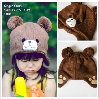 Mũ len gấu nâu