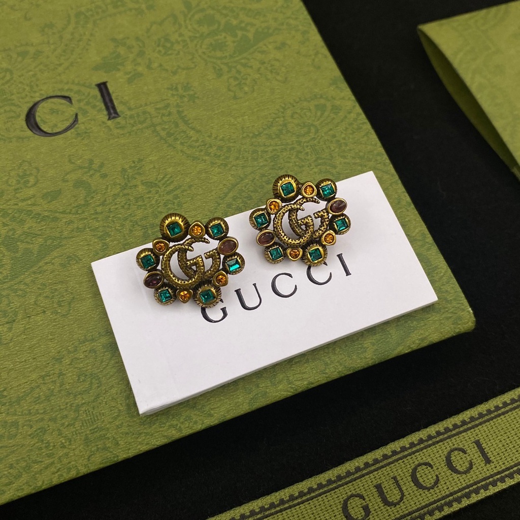 Bông Tai Gucci Bằng Thép Titan Hình Logo GG Đôi Thời Trang Cho Nữ