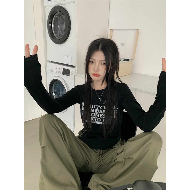 Áo Thun Dài Tay In Chữ Thời Trang Dành Cho Nữ