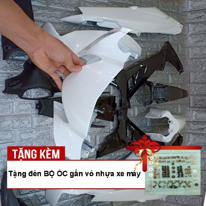 Dàn áo dành cho xe SIRIUS đời 2005 đến 2018 màu TRẮNG phanh ĐĨA ,Tặng kèm bộ ốc theo xe