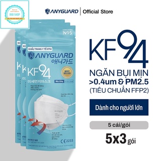 Combo (15 Chiếc) Khẩu Trang Y Tế ANYGUARD KF94 Tiêu Chuẩn FFP2, Ngăn Bụi Siêu Mịn & PM2.5 & Giọt Bắn Siêu Vi