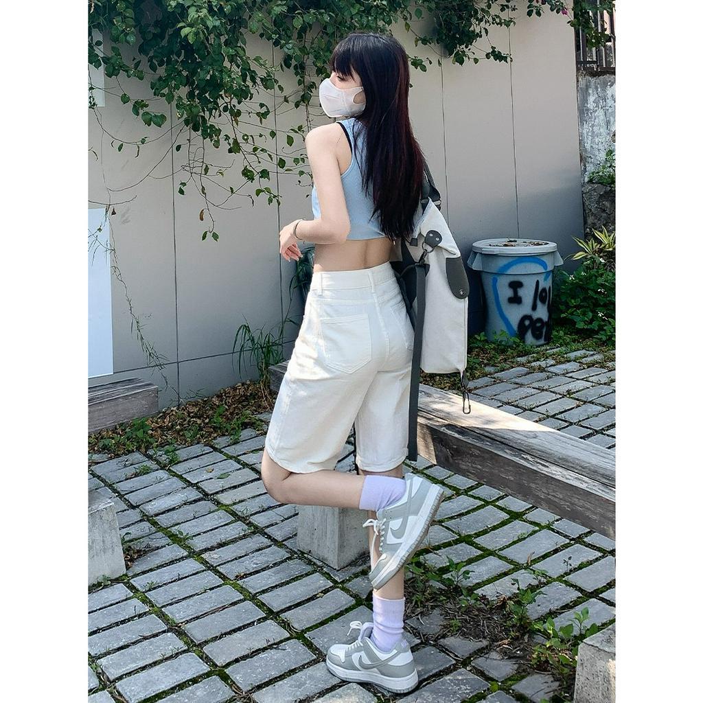 「 WELOVE1 」Quần Short Denim Lưng Cao Dáng Rộng Nhiều Màu Thời Trang Mùa Hè Cho Nữ