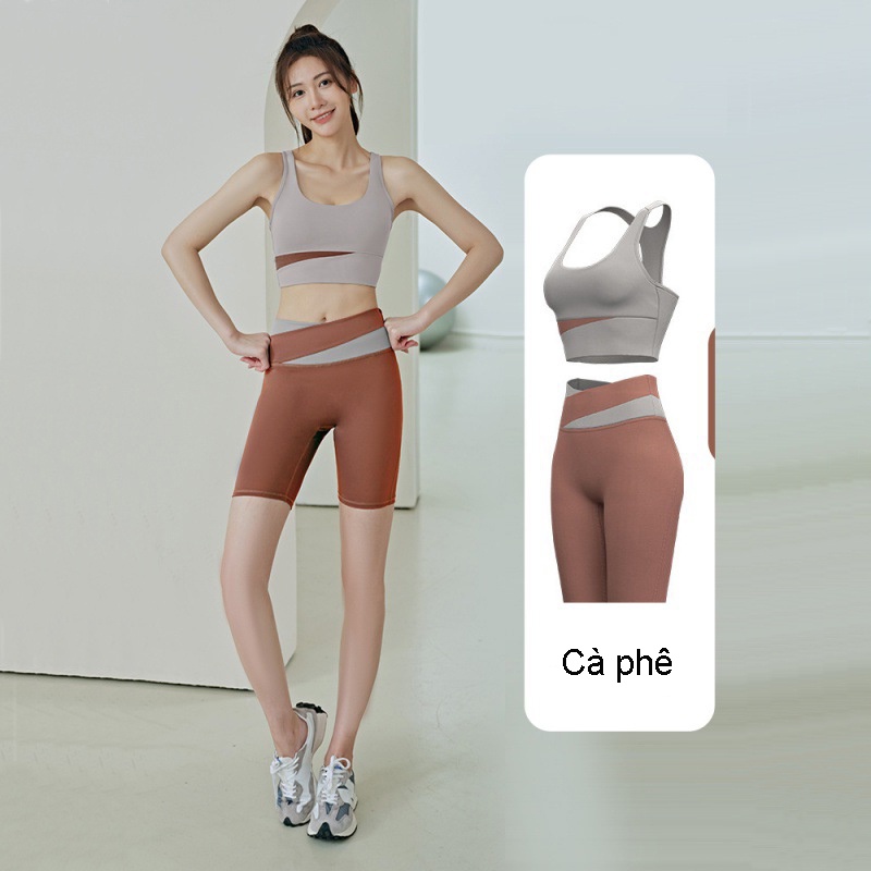 Bộ Đồ Lửng Tập Gym Yoga Earobic Có Mút Ngực Thấm Hút Mồ Hôi Co Giãn 4 Chiều  - BL01
